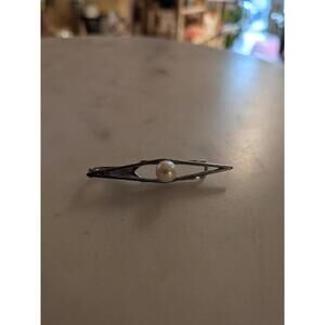 Vintage MIKIMOTO Tokyo Silver Tie Clip  with Centered Pearl